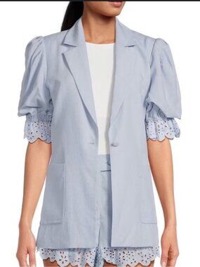 Gianni Bini Light Blue Lace Trim High Waist Top and  Shorts